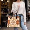 Bohemian Geometric Pattern Tote Bag Classic Ethnic Printed Portable Shoulder Bag