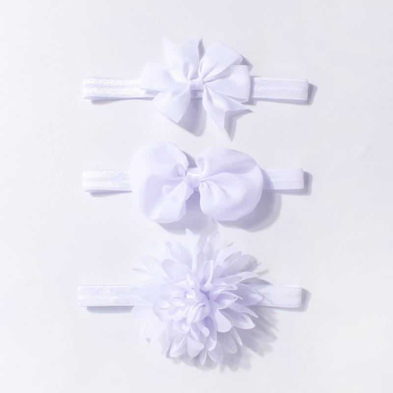 New Baby Headband, Children's Nylon Bow Flower Headband, Three-piece Set Baby Elastic Hair Accessories