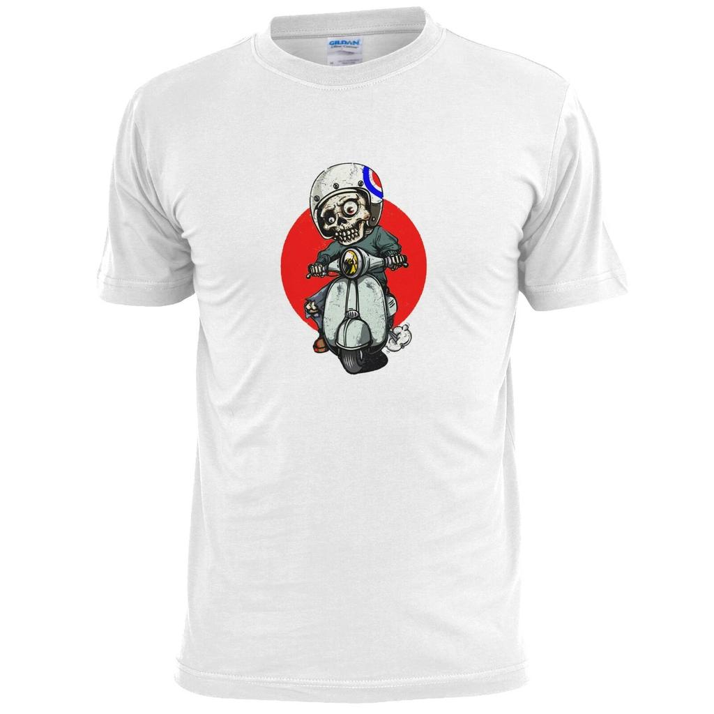 Mens Skull Scooter Man (v2) T shirt Vespa Lambretta Jam Weller Who