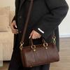 Leather Maillard Retro Handbag Women'S Bag Light Luxury Foreign Style Boston Bag Vegetable Tanned Cowhide Messenger Bag Bag