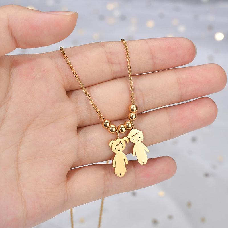 Nextvance Stainless Steel Date Child Baby Boy Girl Engrave Necklace Family Gold Color Pendant for Birthday Memorial Gift