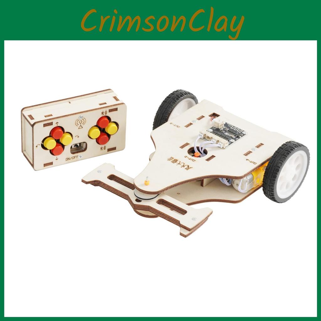 Assembled Wooden Remote Controlled Combat Vehicle With Rotating Sawtooth Set Toy