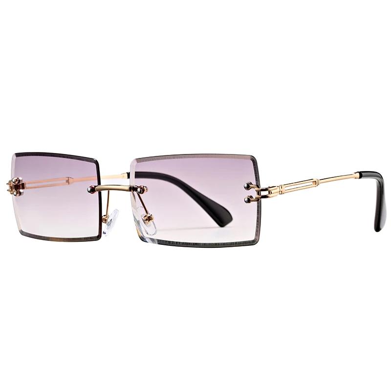 New Rimless Rectangle Sunglasses for Women Men Trendy Frameless Square Shades Ultralight UV400 Eyewear Unisex