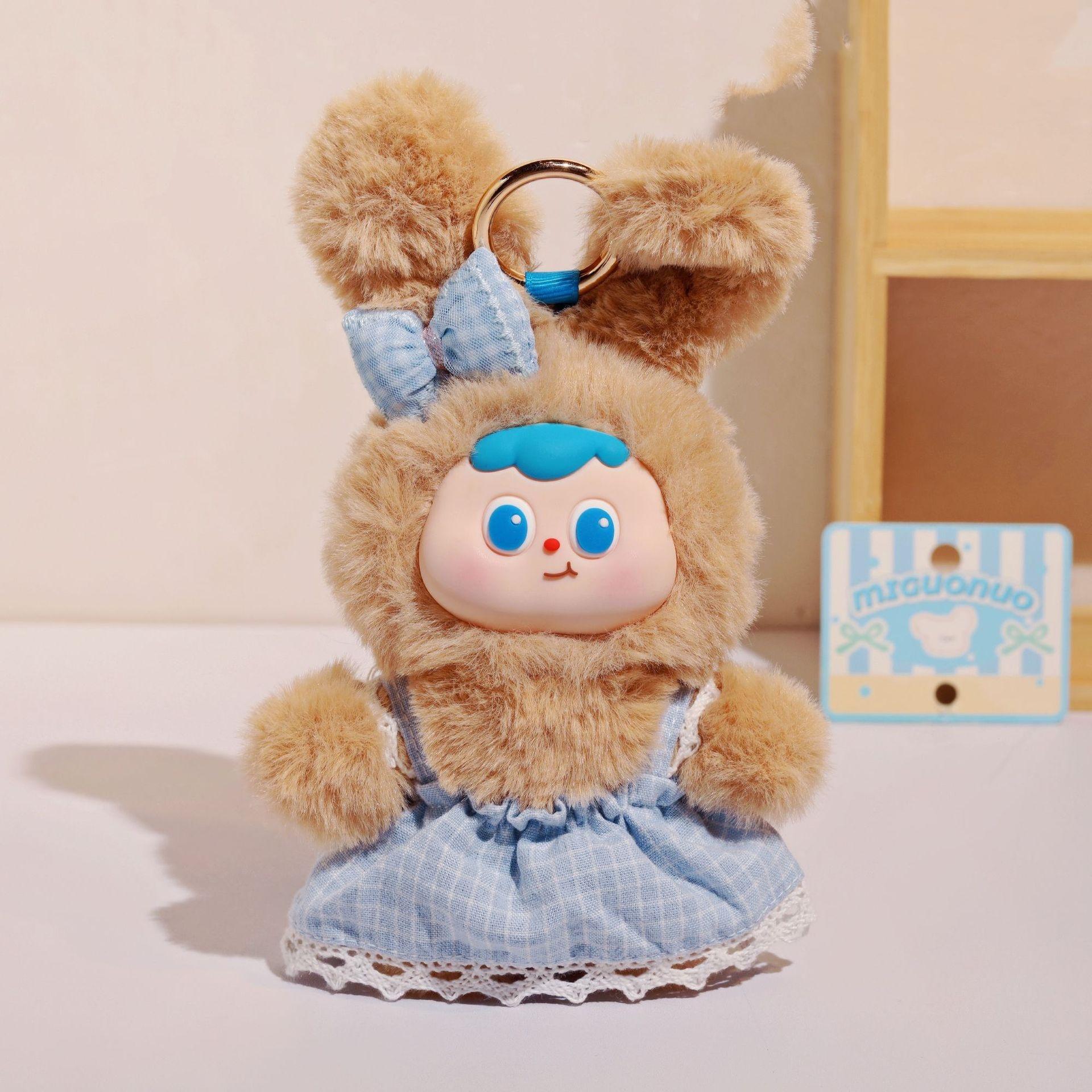 

15cm Cute Rabbit Inyl Plush Toys Popular Stuffed Plush Toys Garden Rabbit Toy Clothes Can Taken Off Kids Birthday Gifts Hang Bag 15cm синий