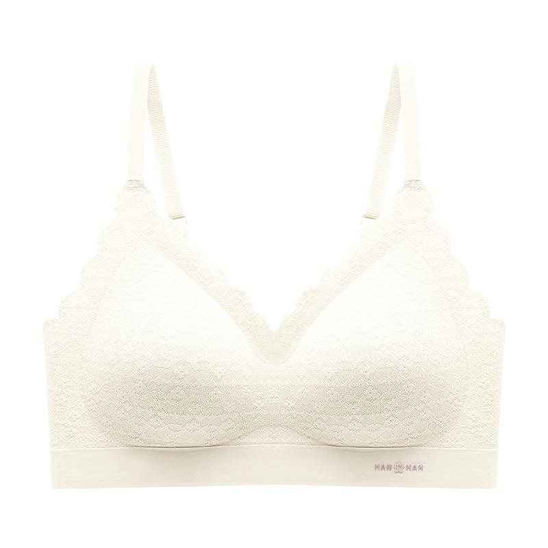 Lace Invisible Bra Women's Breathable Underwear Women's Gathering Bra One-piece Fixed Cup Soft Support Bra Push Up Bra