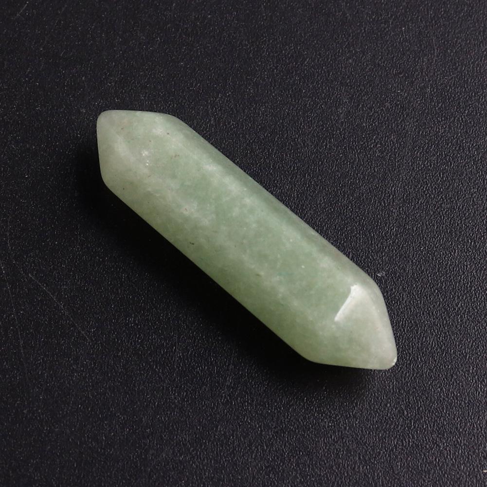 32x8mm Natural Stone Crystal Double Pointed Hexagonal Column Pendant Necklace
