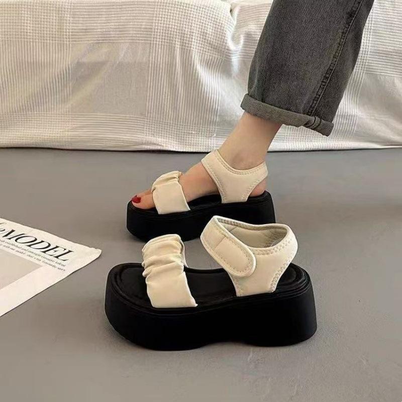 Supergave platform sandalen voor de zomer, luxe, nieuwe Franse stijl, wedge schoenen