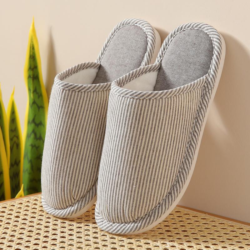Four Seasons Cotton-Linen Closed Toe Slippers for Indoors - Unisex Home & Guest Footwear