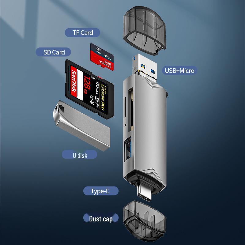 High-Speed USB 3.0 Multi-Function Card Reader for iPhone 15, SD, and TF Cards