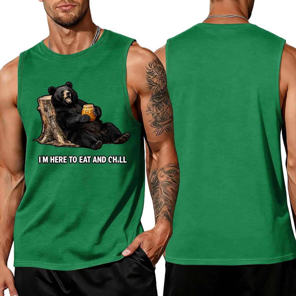 Men's Funny Animal Saying Tank Top - Loose Fit Breathable Summer Vest for Gym and Street