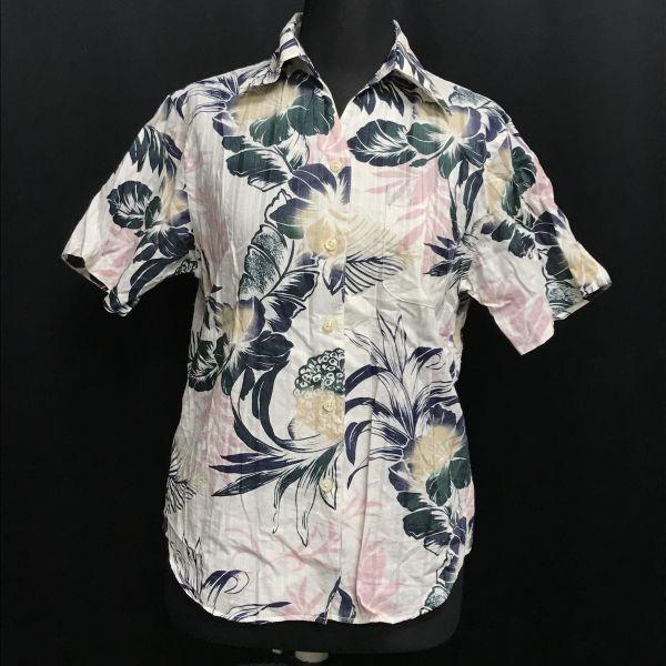 

SHISA WEAR Okinawa kariyushi hibiscus pineapple short sleeve shirt women’s M Made in Japan(USED)