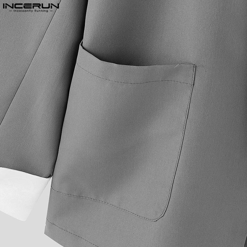 INCERUN Bărbați, cu rever, cu mânecă lungă, cu cusături în față deschise, blazer largi