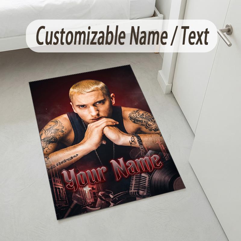 Personalized Crystal Velvet Carpet,Eminem Custom Printed Name, Plush Area Rug For Home Indoor Decor