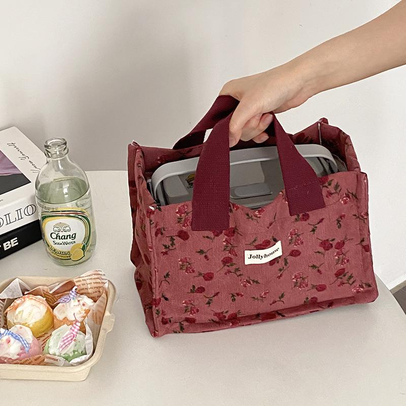 Да языкмаленький свежий литературный пикник цветочная сумка для ланча сумка для бенто ручная переноска универсальная ручная переноска маленькая квадратная сумка 1098₽