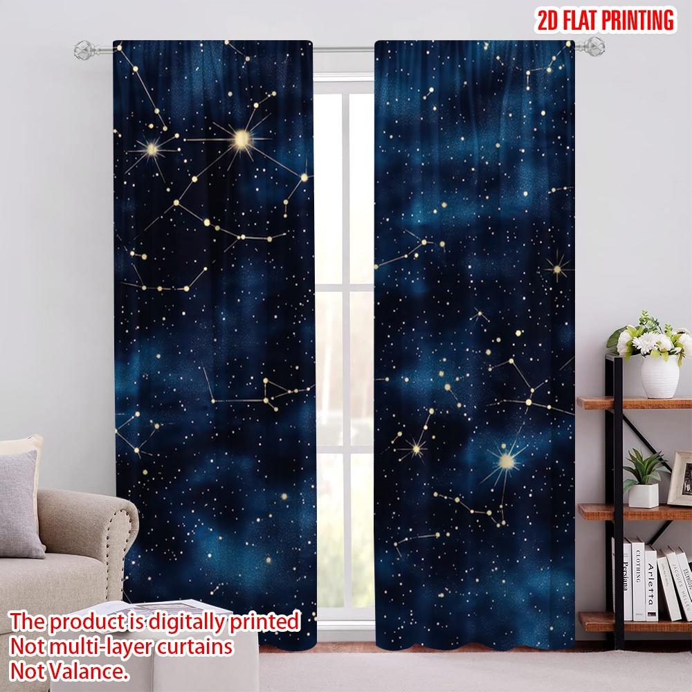 

2D flat printing 2pcs Window Drapes Milky Way Pattern Versatile Durable Polyester,Without Electricity Festive Holiday Use for 52.50 × 116.00 cm 2 pcs