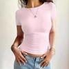 Leisure Wholesale Trendy Cropped T-Shirt Slim Fit Crew Neck Short Sleeve Casual Top Women Popular Europe America