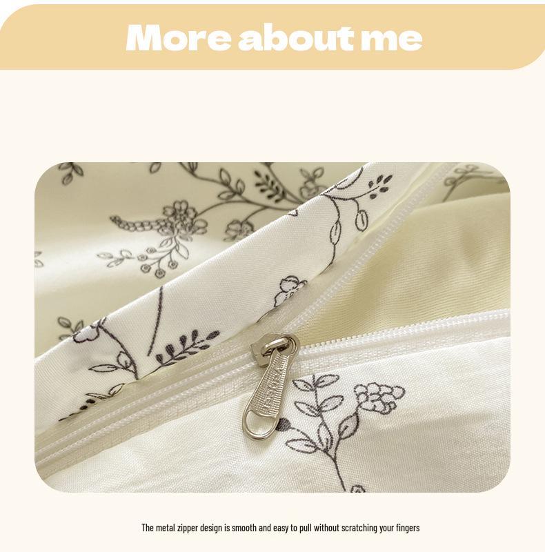 Class A Small Floral Cloud-like Cotton Bedding Set - Includes Duvet Cover, Sheet, Bed Skirt (3 pcs)