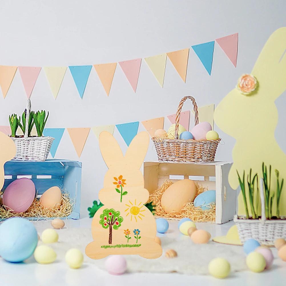 Five Styles Of 20 Rabbit-shaped Wooden Slices, Rabbit Slices Diy Unfinished Indoor Rabbit Handicrafts