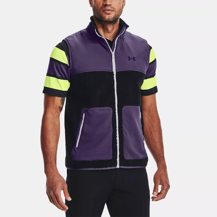 Under Armour Golf Color Block Fleece Loose Fit Vest Men vests Purple 1366285-001