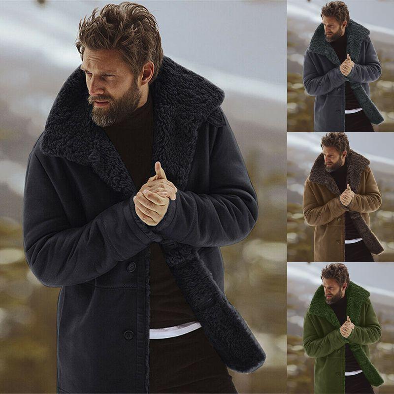 Warm Winter Mens Thick Coat Trench Plain Outwear Jacket Parkas Liner Coat