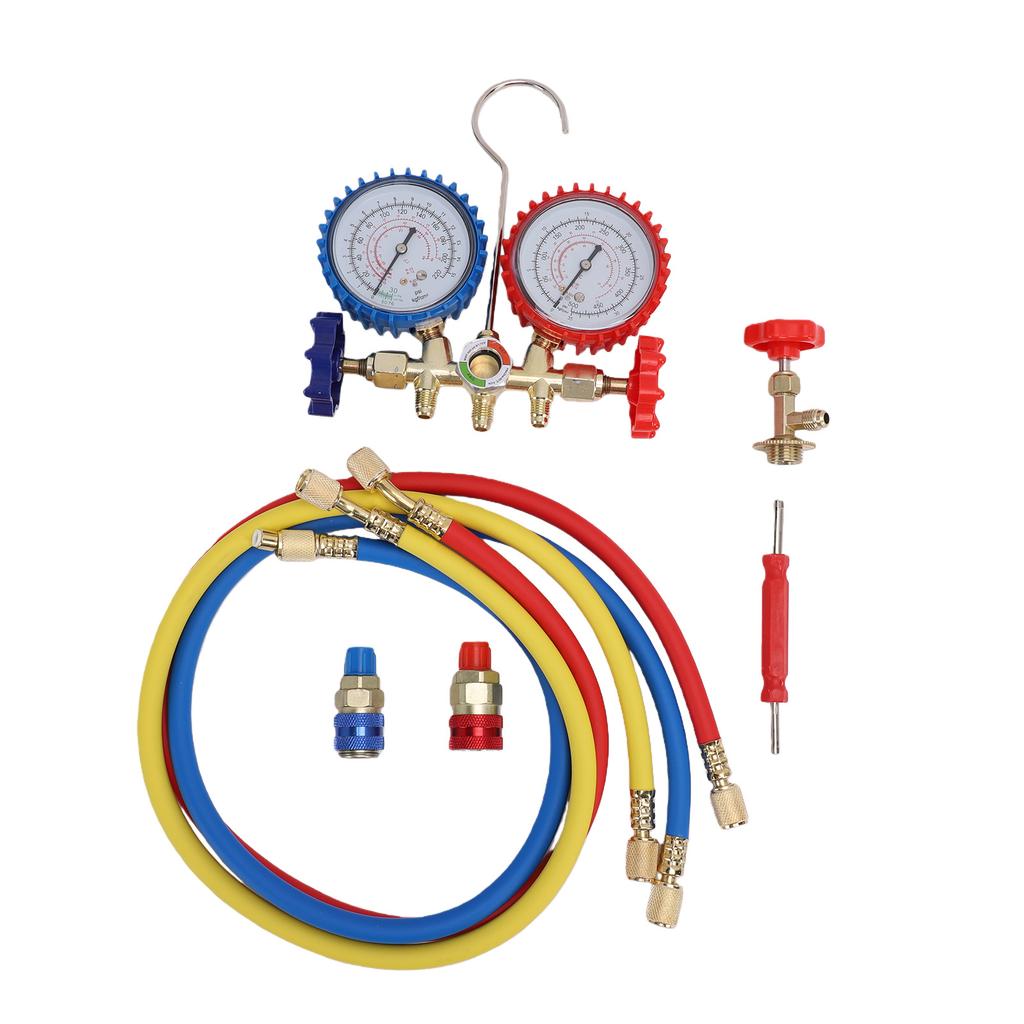 AC Manifold Gauge Set, HVAC Refrigerant Charging Kit for R134a R22 R12 R502, Dual Gauge Automotive and Home AC