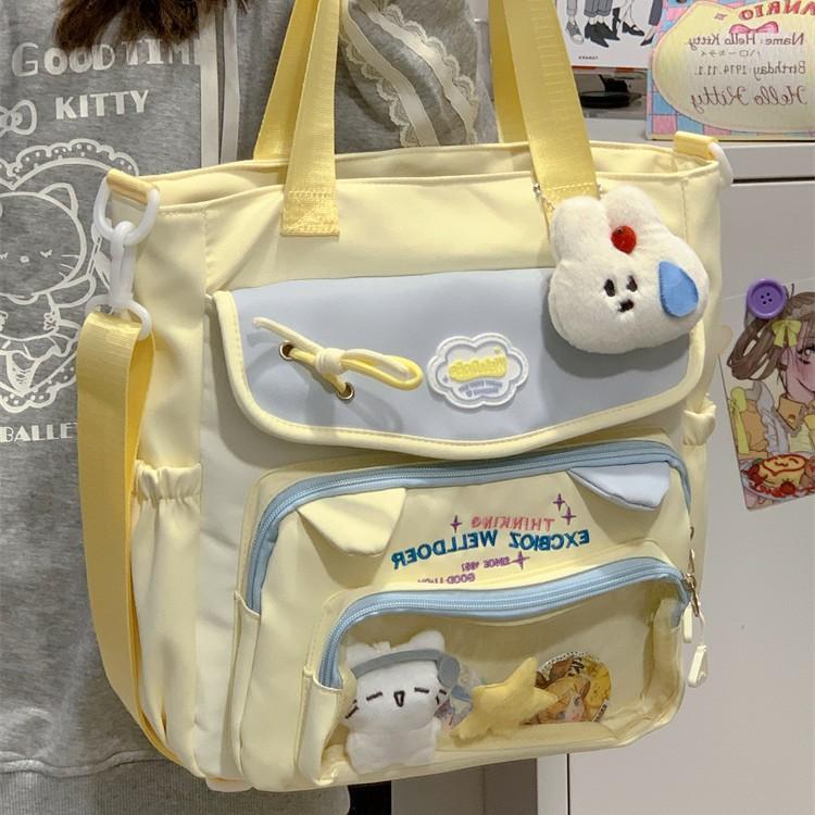School bag high value contrasting colors cute cat fresh girl tote bag make-up bag