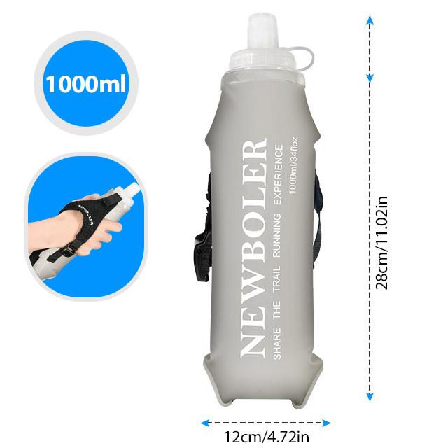 NEWBOLER 800/1000ml TPU Soft Water Bottle Ultra Lightweight Foldable Wristband Fixed Anti Slip Outdoor Running Soft Water Bottle 1
