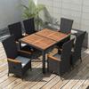 VidaXL Outdoor Dining Furniture 7pcs Woven Resin and Acacia Black