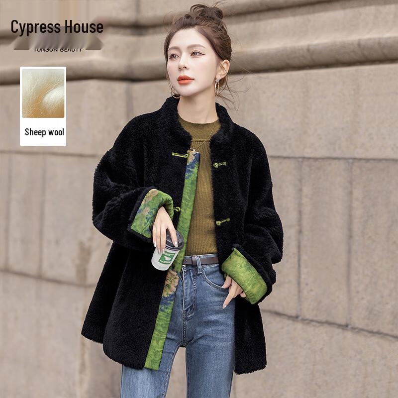 Новое женское шерстяное пальто в китайском стиле с цветовыми блоками XL