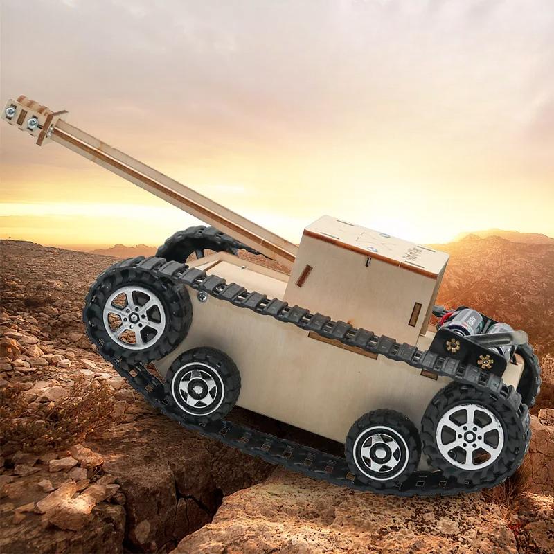 Educational Toy Tank Model Technology Experimental Science Wooden Steam DIY Assemble Puzzle Teaching Aids G20