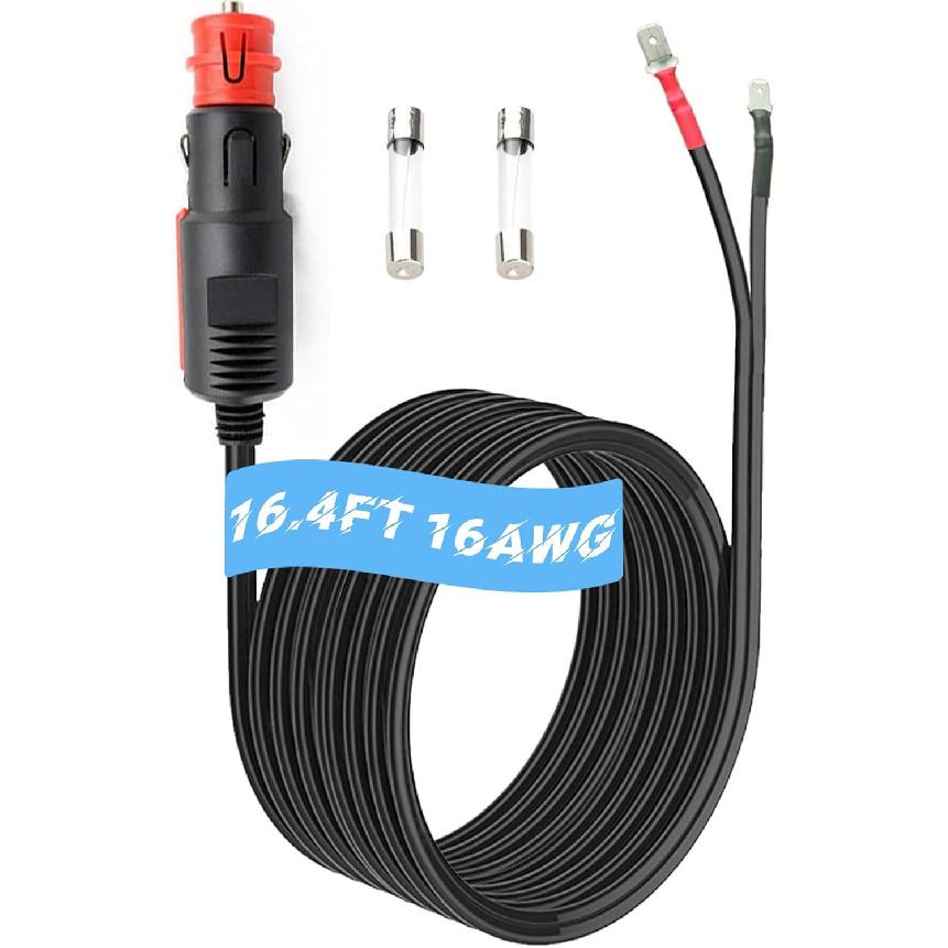 

16.4 FT DC Power Cord Cable 12V/24V for Car Fridge Car Refrigerator Freezer Compatible with Alpicool, ARB,BougeRV, Bodega, Dometic,Euhomy, ICECO Etc Red, 16.4 FT