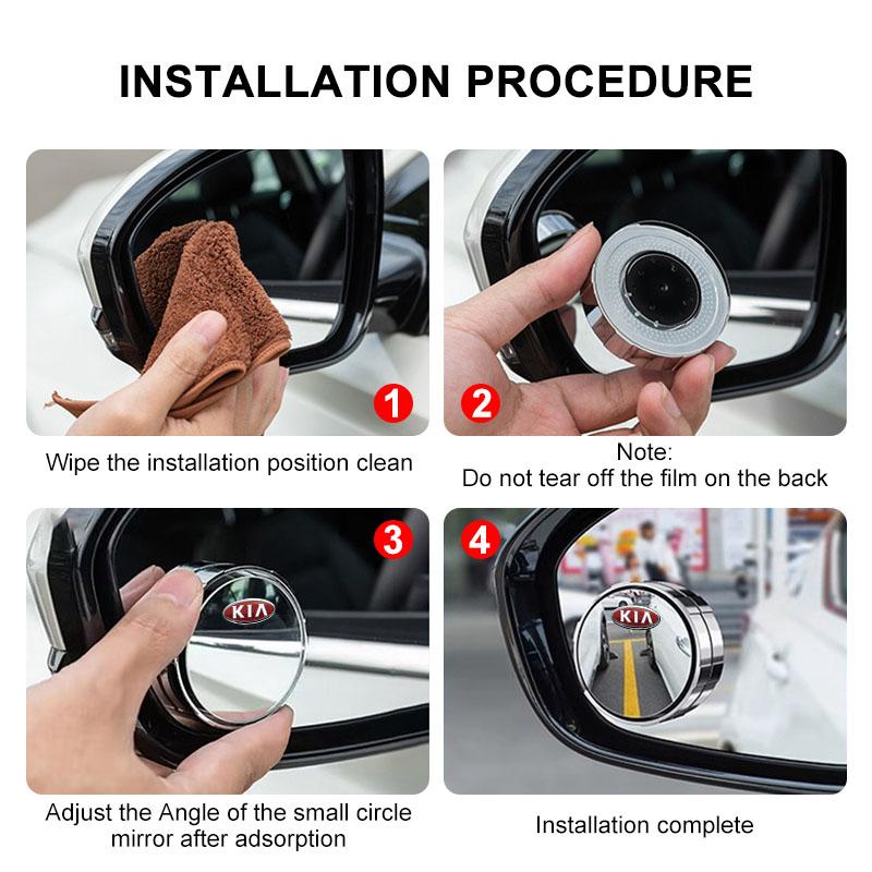 2 Stück Verstellbarer 360-Grad-Auto-Toter-Winkel-Rückspiegelwinkel für KIA Ceed Sportage Rio K5 k6 K7 K8 Optima Cerato Proceed Venga Sedona