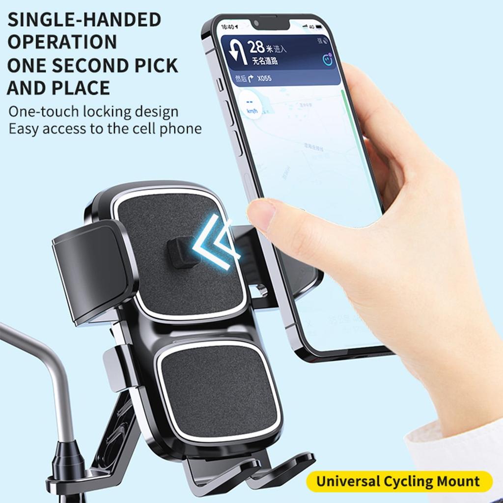 Motorcycle Phone Mount, Phone Holder [Does Not Block Camera], Handlebar Cell Phone Clamp, Scooter Phone Holder [Silicone Wrapped] For 4.7-7 Inch