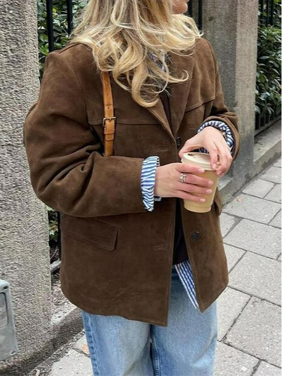 2024 Autumn Retro Lapel Long Sleeve Coat