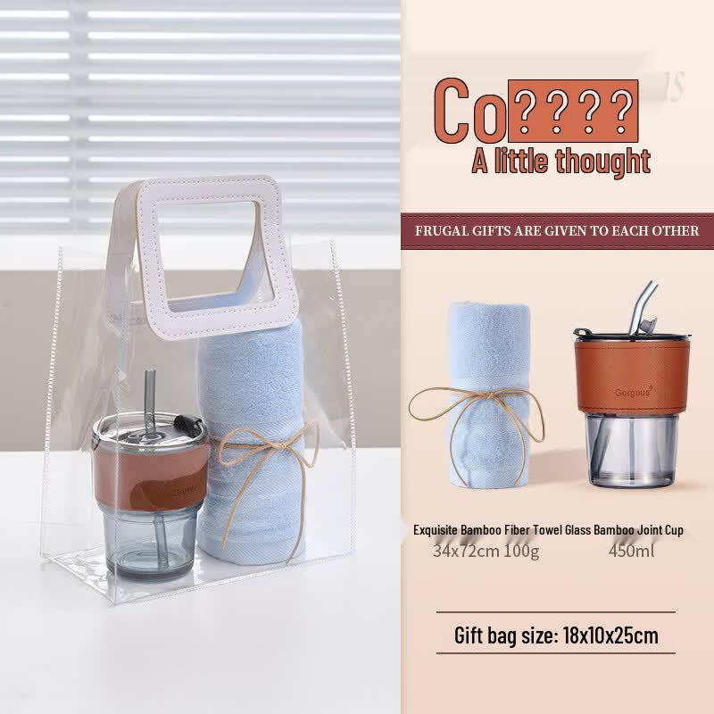 AQ Refreshing Gift Cup Sets Straw Cup + Towel