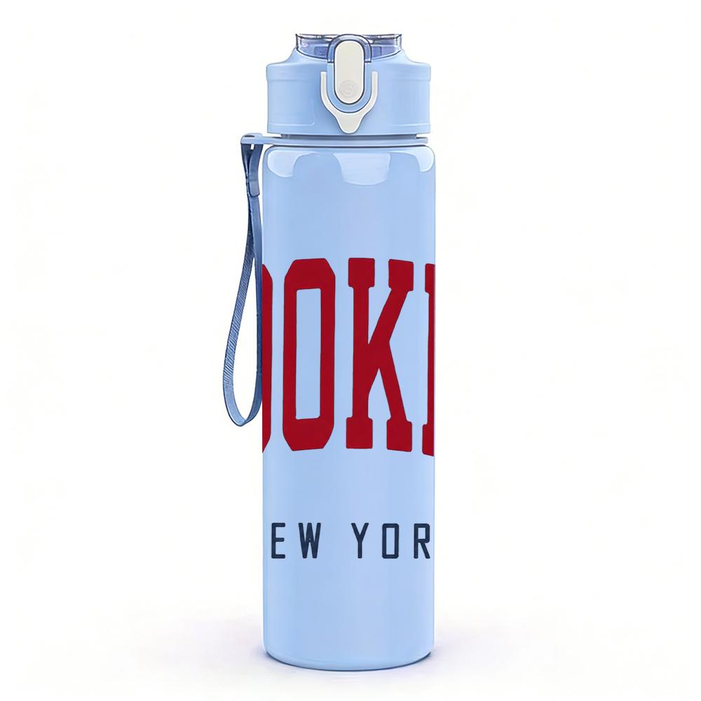 1PC Brooklyn New York Letter 750ml Color Plastic Sports Water Bottle Leakproof Flip Straw Lid Suitable for Sports Office Home Use