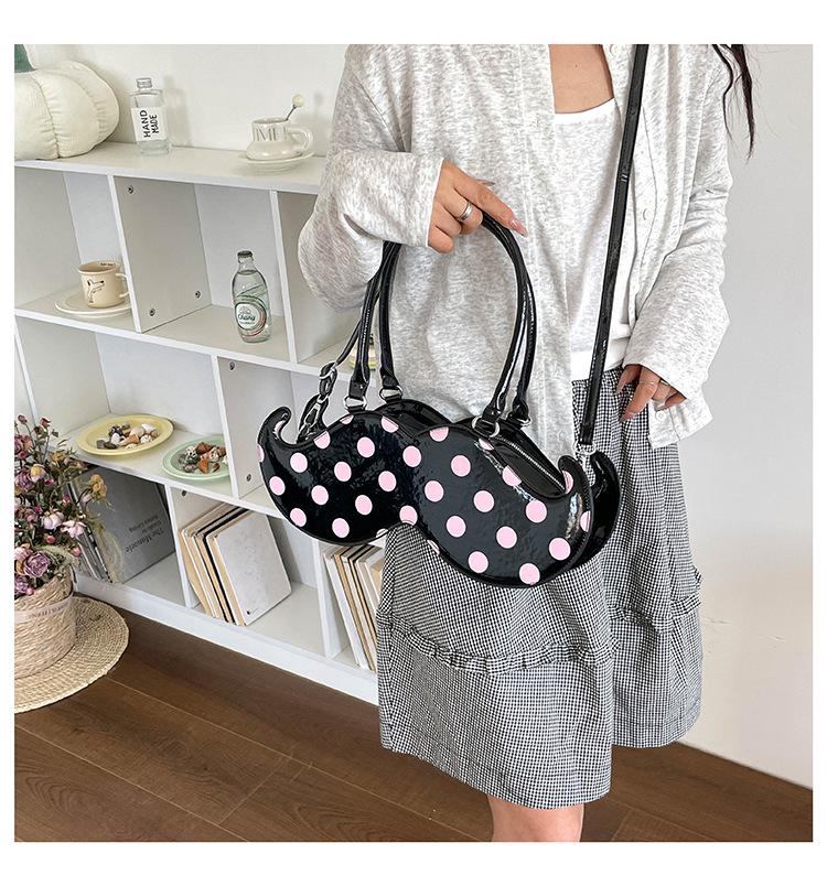2025 Japanese Cute Polka Dot Irregular Handheld and Crossbody Beard Bag