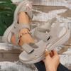 Women's Wedge Sport Sandals, Lightweight Hook-and-Loop Summer Slides, Plus Size Casual Footwear