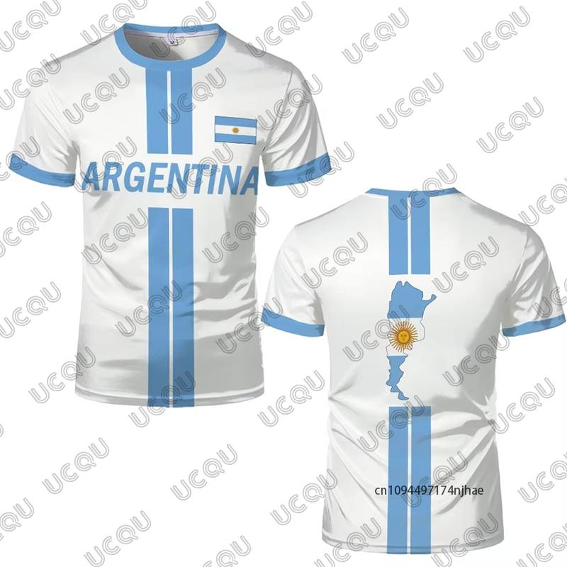 Summer New Argentina Flag Print Football Jersey For Men Women T-Shirt Outdoor Breathable Sports O-neck Tees Casual Kids Tops
