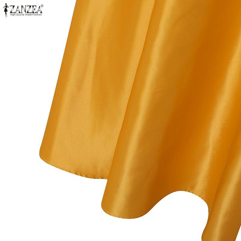 ZANZEA Women Elegant Irregular Collar Short Sleeve Casual Dress