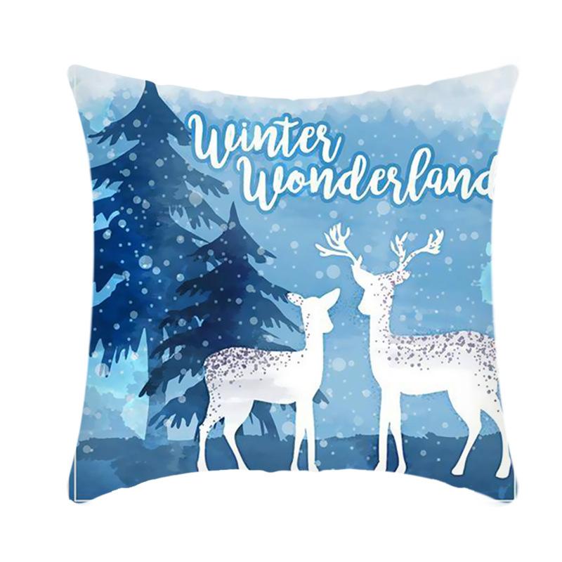 Ice and Snow Series Christmas Pillowcase, Blue Ice and Snow Ins Windblown Hair Pillowcase, American Cushion