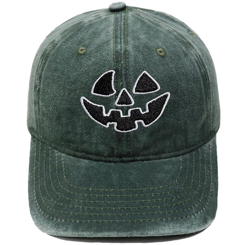 Halloween pumpkin grimace embroidered baseball cap European and American washed retro jack lamp holiday casual dad hat
