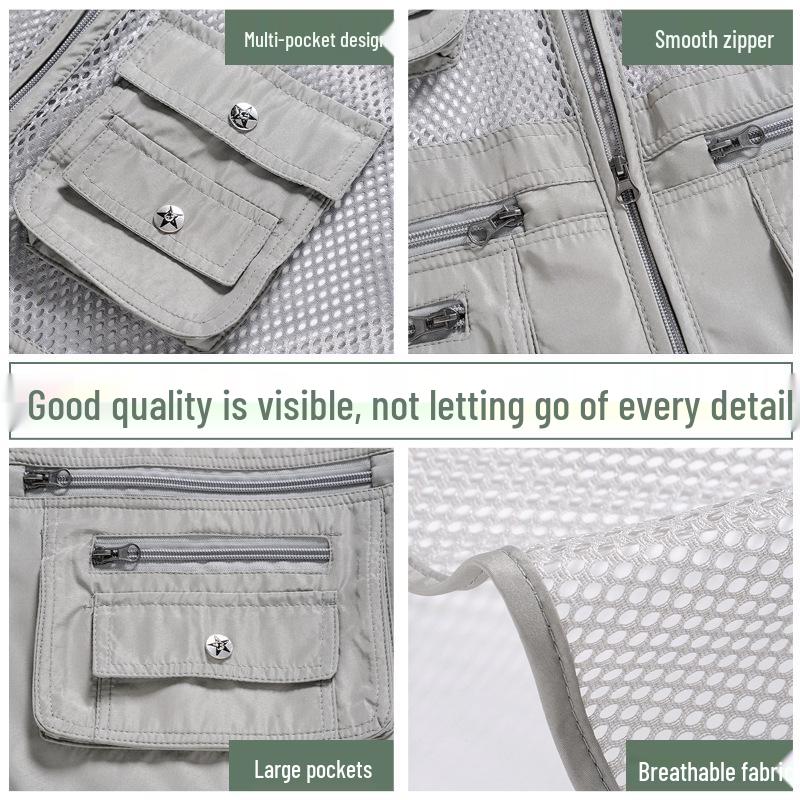 Men's Quick-Dry Multi-Pocket Outdoor Vest for Summer Fishing and Photography