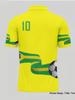 [Printed Design - Not Textured] Men'S Fashionable Golf Polo Shirt with Original Football Element Print, Yellow-Green Color Block Number 10 Design,