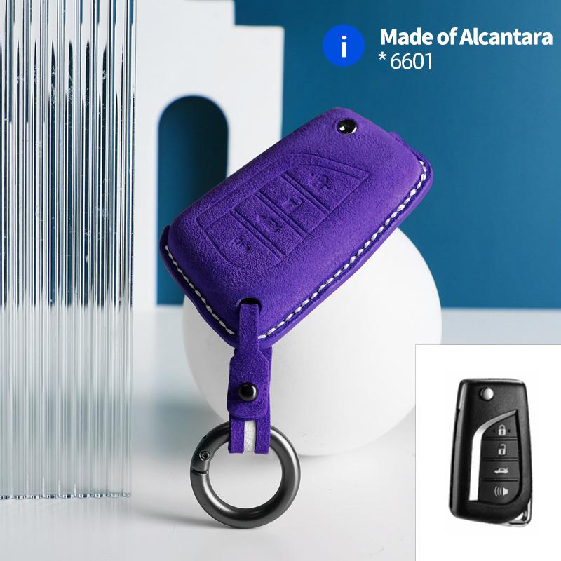 For Toyota Auris Corolla Avensis Verso Yaris Aygo Scion 4 Buttons Car Remote Key Case Cover Shell Suede Alcantara Accessories