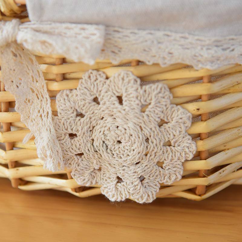 Handheld Rattan Flower & Egg Basket with Ribbon Lining for Weddings