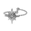 Women Finger Ring Eight-Pointed Star Adjustable Fit Open Ring Stainless Steel Texture Stacking Ring Jewelry Gift