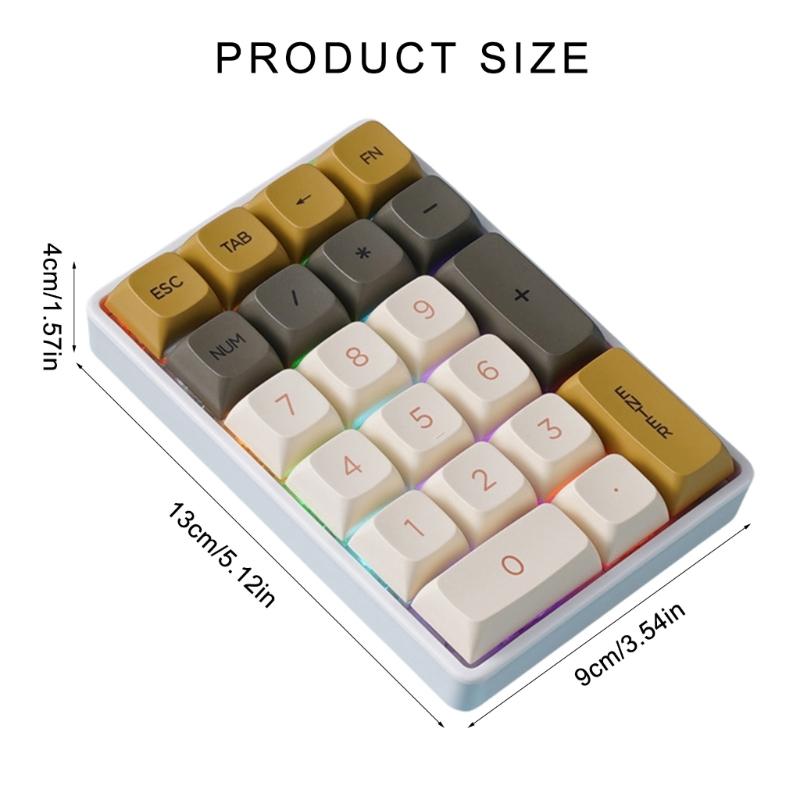 21 Key Numeric Keypad Ergonomic Lightweight Digital Keyboard Corded Bluetooth-compatible 2.4G Wireless Number Keypad