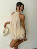 European & American Women's Backless Halter Strap Dress - Holiday Slim Fit with Puffy Short Skirt