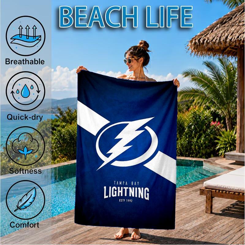 Tampa Lightning Logo Beach Towel, Super Soft Microfiber, Perfect Gift for Her/Him, Birthday, for Pool, Beach, Travel, Decor Beach Party